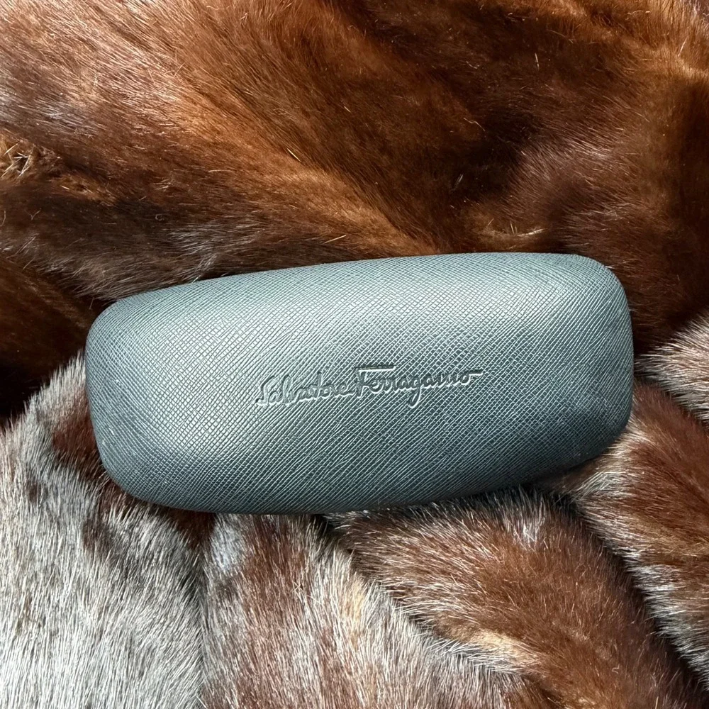 Salvatore‎ Ferragamo Black Saffiano Leather Eyeglasses Sunglasses Hard Case Logo